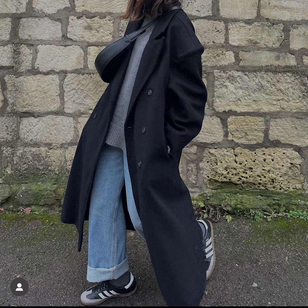 Source Unknown - Wallis Oversized Grandpa Coat, Black
